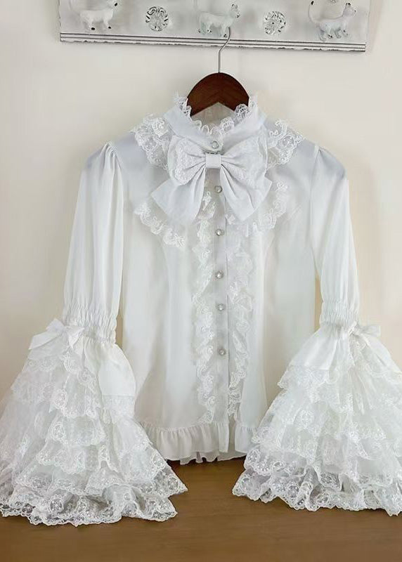 Pink Shirt Design Sleeve Lace Sweet Original Flare Patchwork