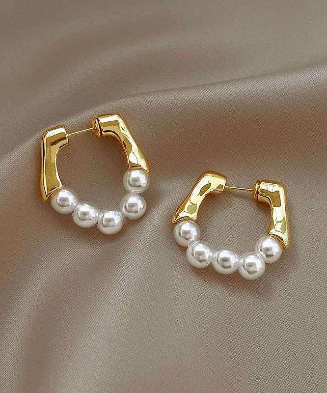 Design Original Hoop White Pearl Earrings Alloy