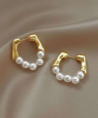 Design Original Hoop White Pearl Earrings Alloy