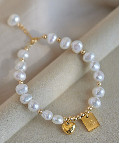 Pearl Bracelet Alloy Charm Tassel Love Design Original White