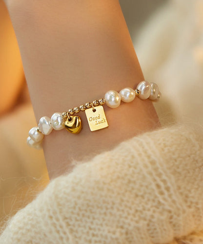 Pearl Bracelet Alloy Charm Tassel Love Design Original White