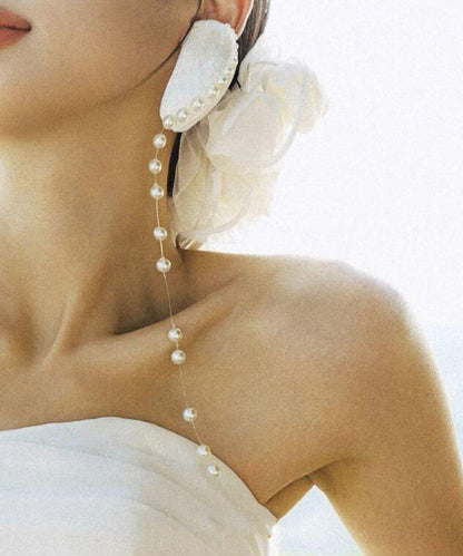 Original Drop White Tassel Alloy Design Shell Pearl Earrings