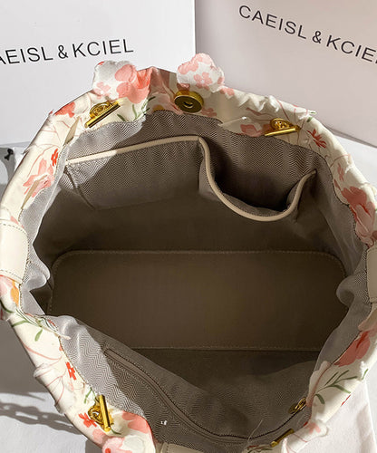 Flowers Leather Original Shoulder Design Bag Pink Faux White