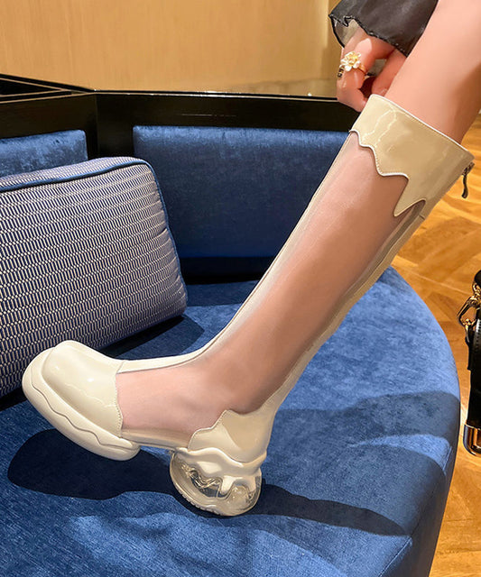 White Stylish Splicing Tulle Platform Original Design Boots