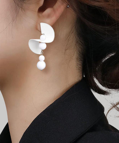 White Design Earrings Silver Original Sterling Drop