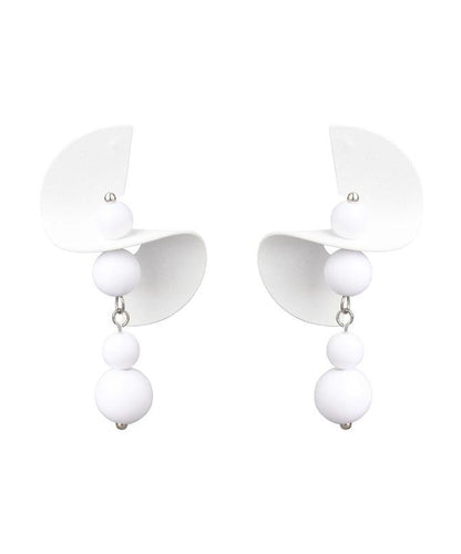 White Design Earrings Silver Original Sterling Drop