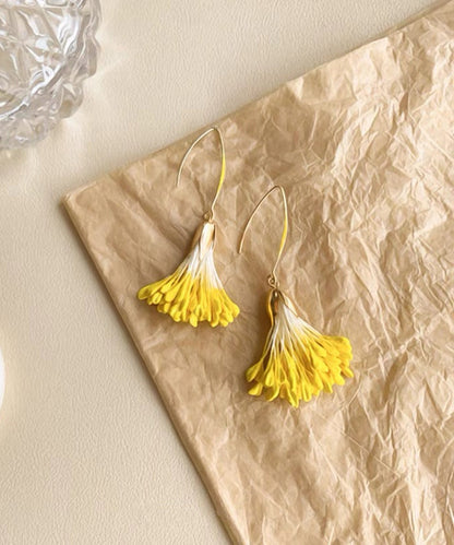 Earrings Yellow Alloy Floral Holiday Design Original Drop