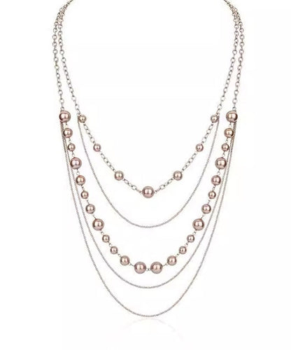 Alloy Double-Layer Pearl Lariat Original Necklace Gold