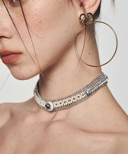 Collar Necklace Alloy Zircon Gold Original Pearl