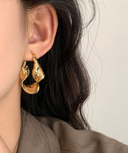 Metal Hoop Earrings Original Asymmetrical Gold Overgild