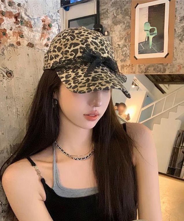 Bow Leopard Baseball Original Hat Cap Lace Print