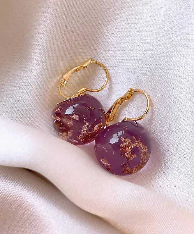 Boucles d'oreilles à tige originales en alliage d'argent sterling violet avec pierres précieuses WH017