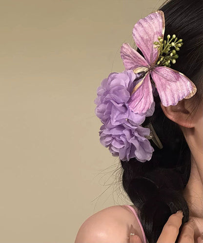 Purple Overgild Hairpin Original Sterling Butterfly Floral Silver