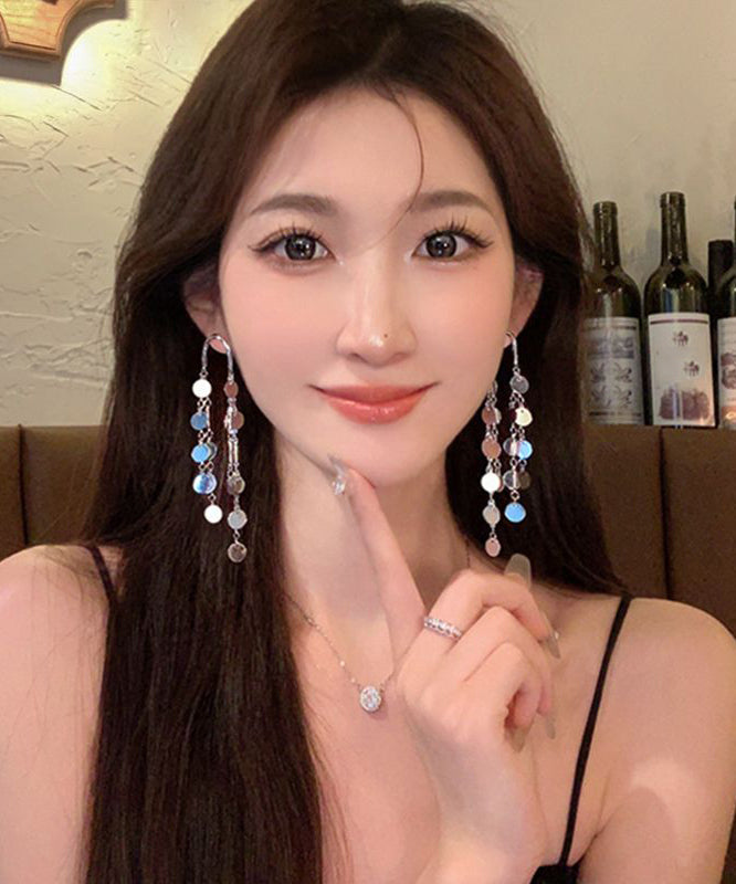 Original Drop Alloy Earrings Silk Sequins Tassel