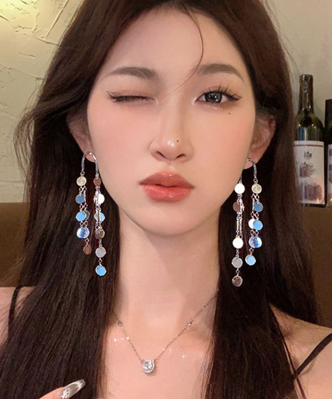 Original Drop Alloy Earrings Silk Sequins Tassel