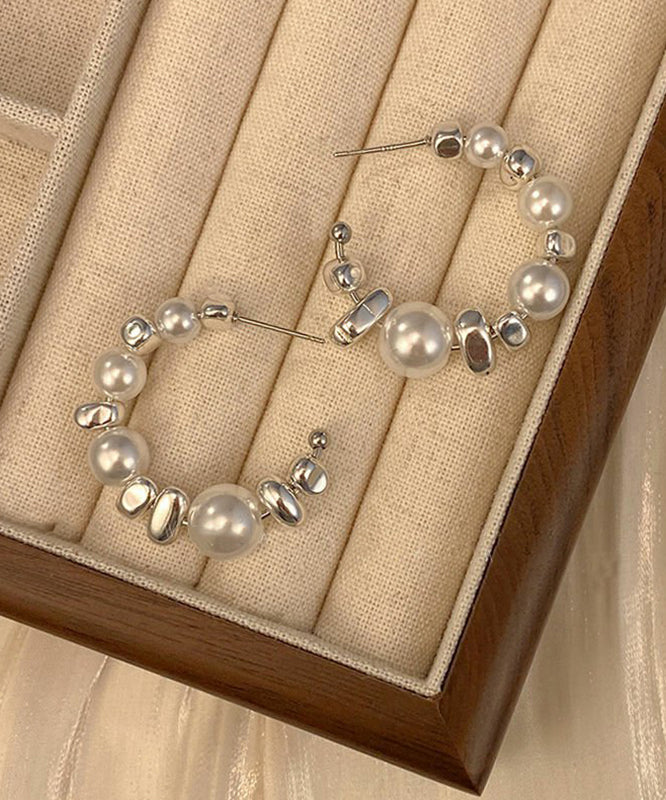 Sterling Hoop White Earrings Silver Original Pearl Broken