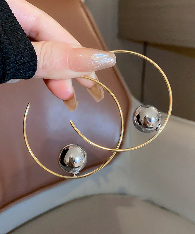 Oversize Gold Copper Allouy Metal Hoop Earrings QQ038