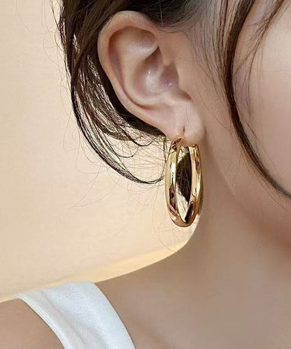 Circle Oversize Alloy Copper Gold Hoop Earrings
