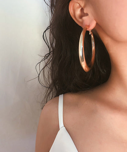 Earrings Oversize Metal Oval Alloy Hoop Gold