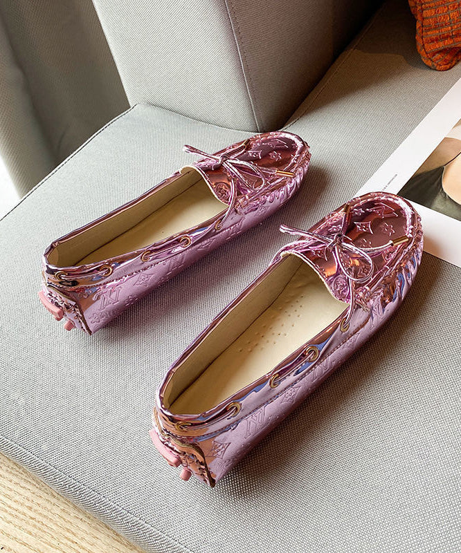 Loafers Faux Comfortable Leather Splicing Pink Penny