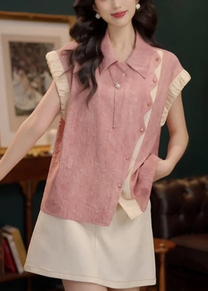 Patchwork Summer Blouse Pink Original Design Peter Pan Cotton