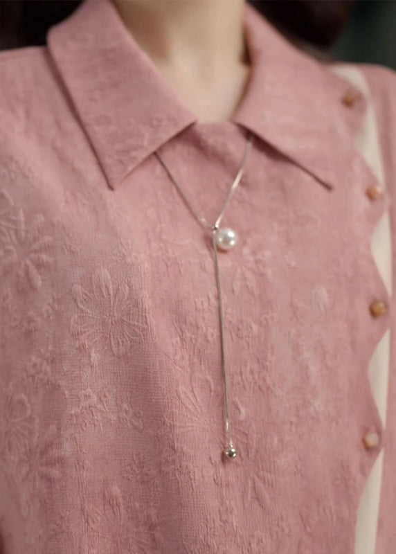 Patchwork Summer Blouse Pink Original Design Peter Pan Cotton