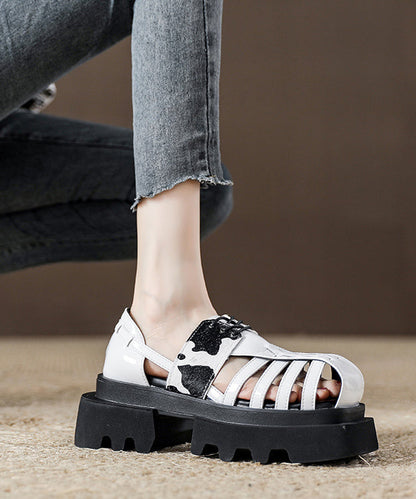 Leopard Black Roman Design 2025 New Hollow Sandals Platform Out