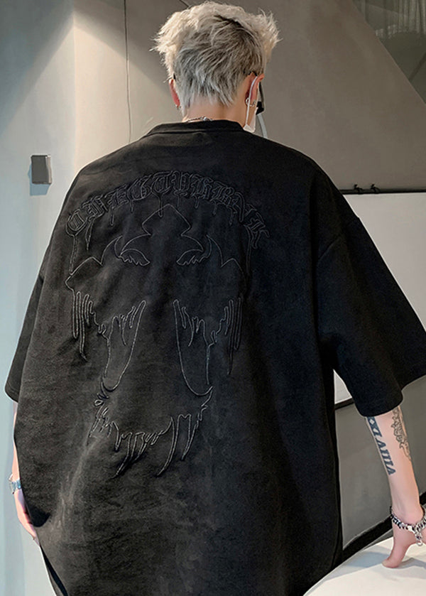 Apparel Shirts Men Apricot Faux T Embroideried Size Plus Suede