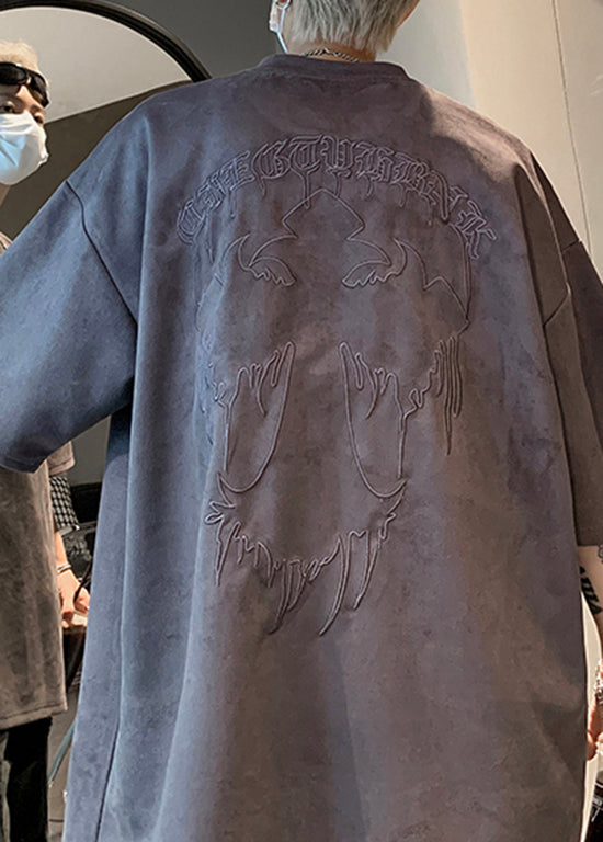 Apparel Shirts Men Apricot Faux T Embroideried Size Plus Suede