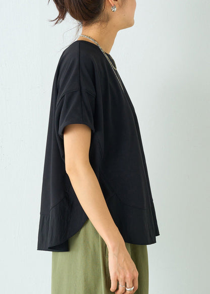 Cotton Oversized Plus Size Black Tanks Patchwork Summer