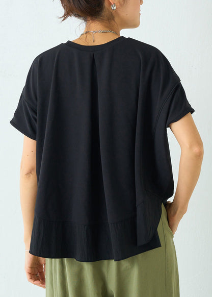 Cotton Oversized Plus Size Black Tanks Patchwork Summer