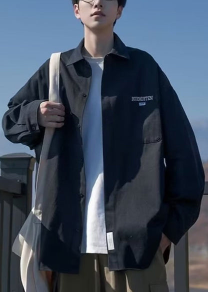 Thin Pockets Coats Cotton Plus Size Collar Pan Black Peter Mens