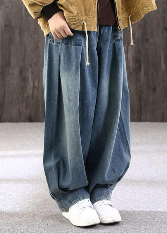 Summer Size Pockets Patchwork Pants Blue Lantern Plus Denim