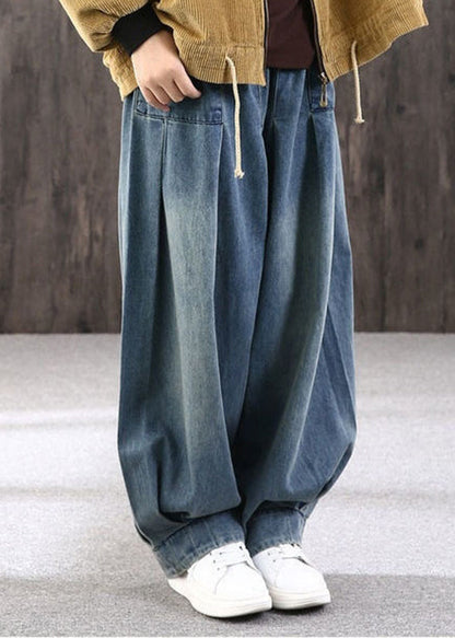 Summer Size Pockets Patchwork Pants Blue Lantern Plus Denim