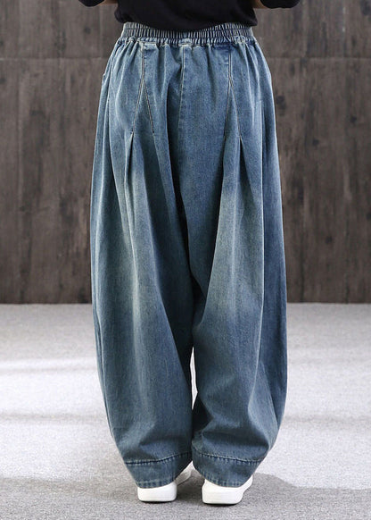 Summer Size Pockets Patchwork Pants Blue Lantern Plus Denim