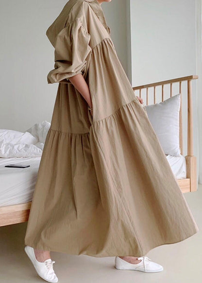 Exra Dress Hooded Large Cotton Holiday Size Coffee Hem Plus Fall