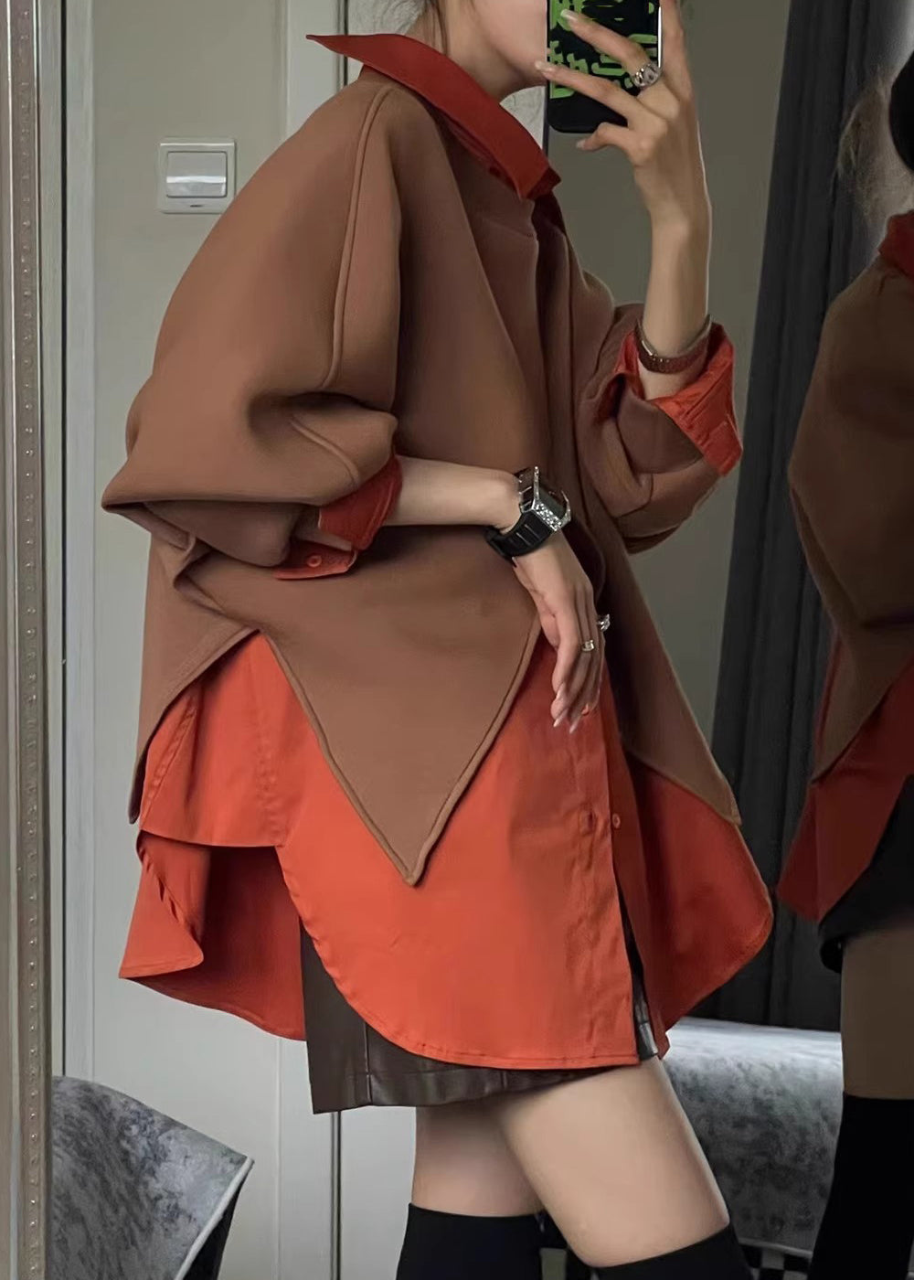 Collar Peter Shirts Size Plus And Piece Sweatshirt Coffee Two Pan