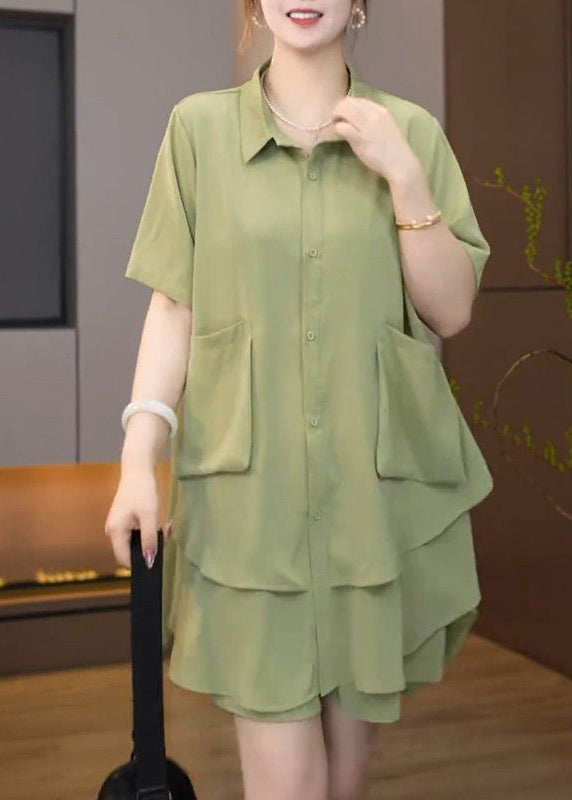 Summer Green Oversized Set Fruit Plus Size Two-Piece Patchwork