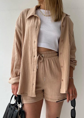 Pocket Piece Plus Green Summer Outfit 2 Oversized Size Cotton