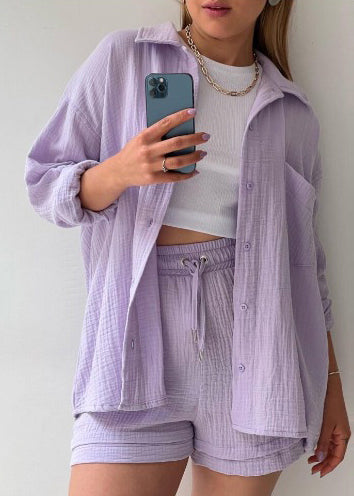 Pocket Piece Plus Green Summer Outfit 2 Oversized Size Cotton