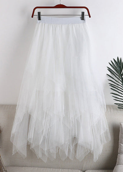 Plus Size Grey Asymmetrical Design Tulle Skirt Summer QQ1037