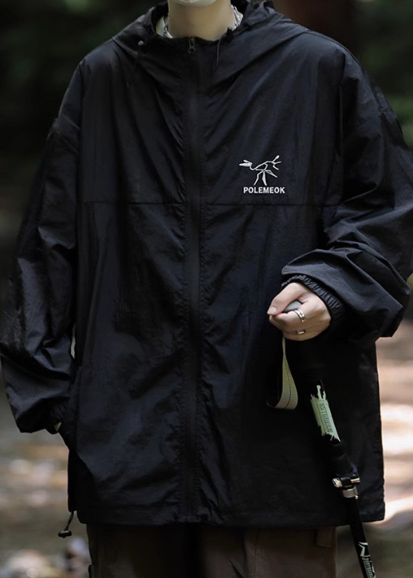 Ice UPF Size Silk Plus Embroideried 50+ Coat Grey Hooded Men