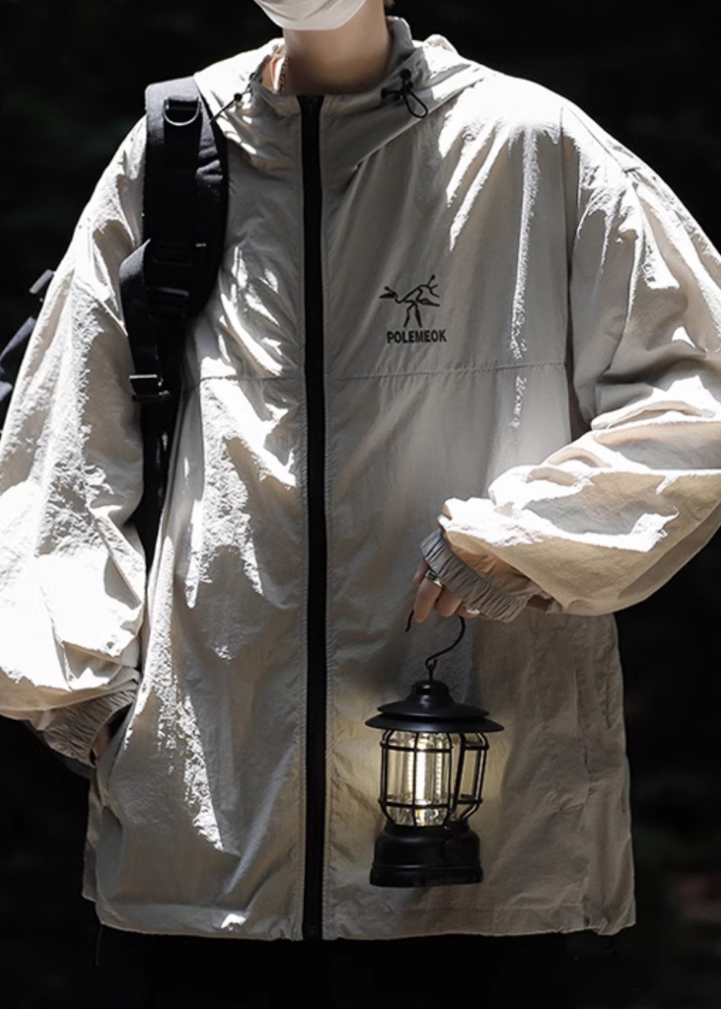 Ice UPF Size Silk Plus Embroideried 50+ Coat Grey Hooded Men