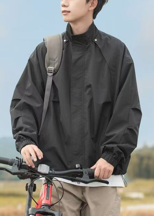 Collar Mens Drawstring Grey Plus Stand Size Coats Cotton