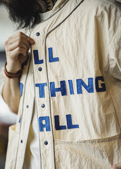 Cotton Pockets Khaki Button Size Shirts Men Plus Letter Half