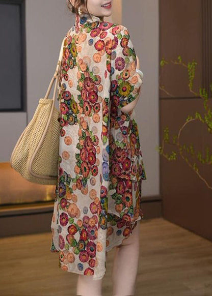 Cotton Pieces Set Print Khaki Size Summer Plus Two Oversized