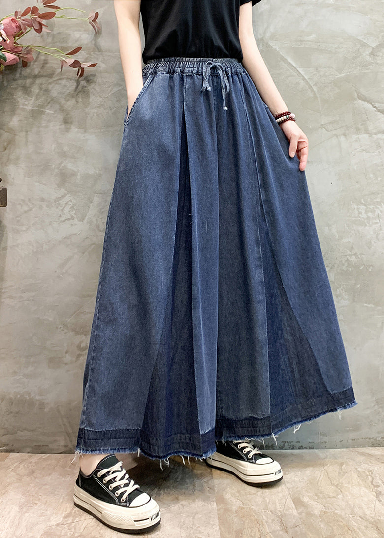 Wrinkled Denim Plus Oversized Leg Size Pants Navy Wide Summer