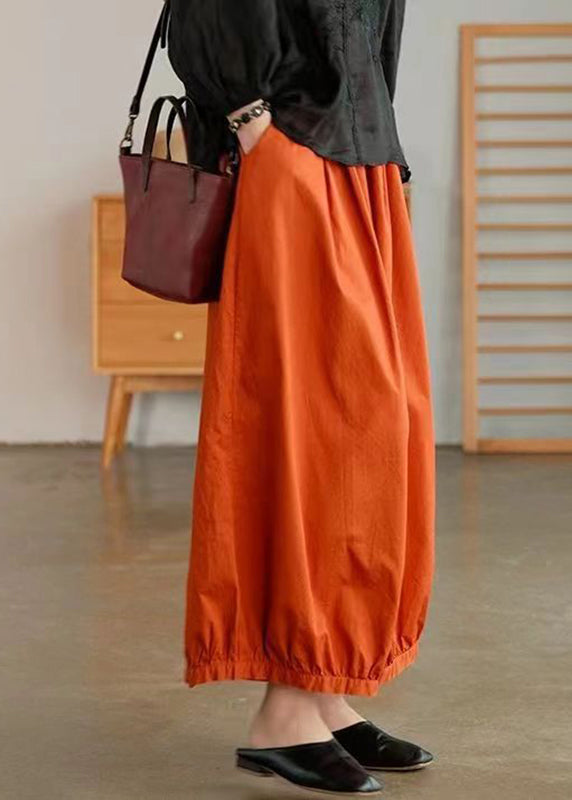 Pantalon lanterne en coton à poches orange grande taille pour l'été BV071