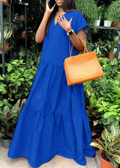 Summer Plus Neck V Dress Long Patchwork Size Orange