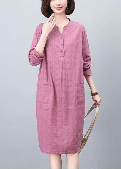 Size Spring Cotton Plus Purple Day Jacquard Dresses